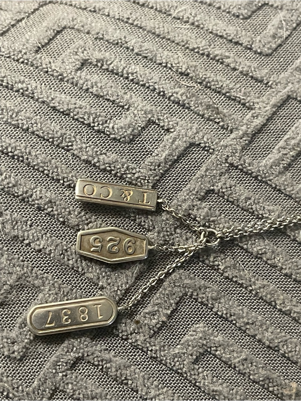 925 Sterling Silver Tag Necklace - Silver